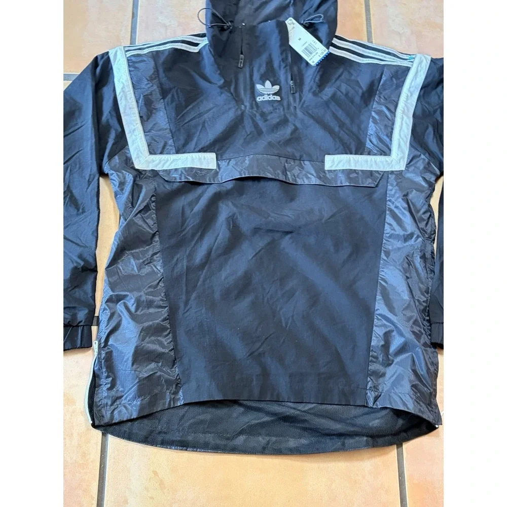 NWT Adidas Mens BR8 Pullover Windbreaker Jacket Black & White Medium CZ6107 2017